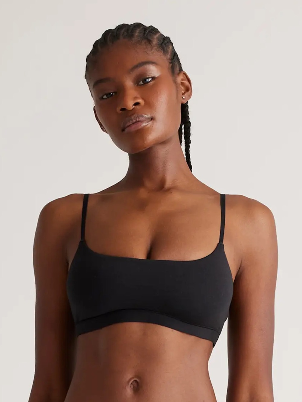 NWOT QUINCE 2 Pack Organic Cotton Scoop Bralettes Black Medium 1237